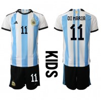 Otroški Nogometni dresi Argentina Angel Di Maria #11 Domači SP 2022 Kratek Rokav (+ Kratke hlače)
